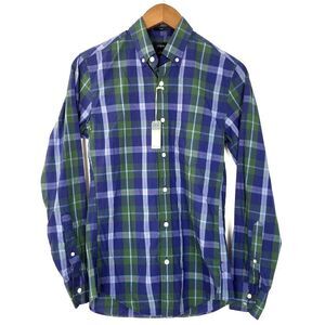 NEW NWT J.Crew Blue Plaid Slim Fit Long Sleeve Button Down Shirt Men's Size XS